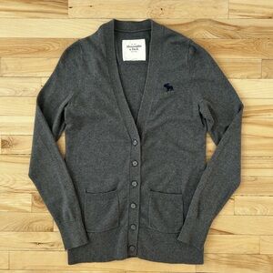 Abercrombie & Fitch Cotton Cashmere Cardigan Grey Size Large